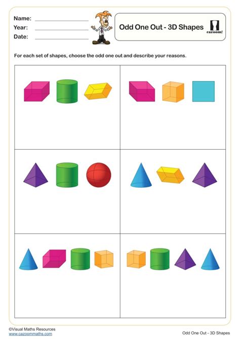 Odd One Out Shapes Worksheet (teacher made) .